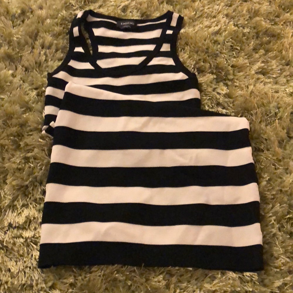 fancy N fitted tight lil striped bebe midi dress